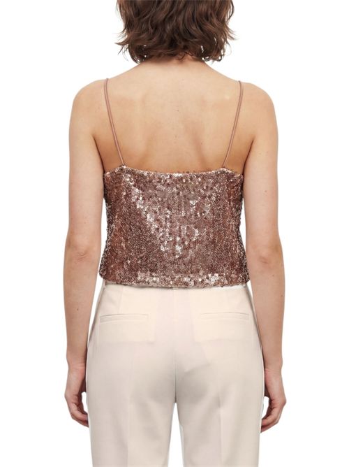 top donna con  paillettes cipria Rame | NSTOP23-TVO0601ROSE TAUPE